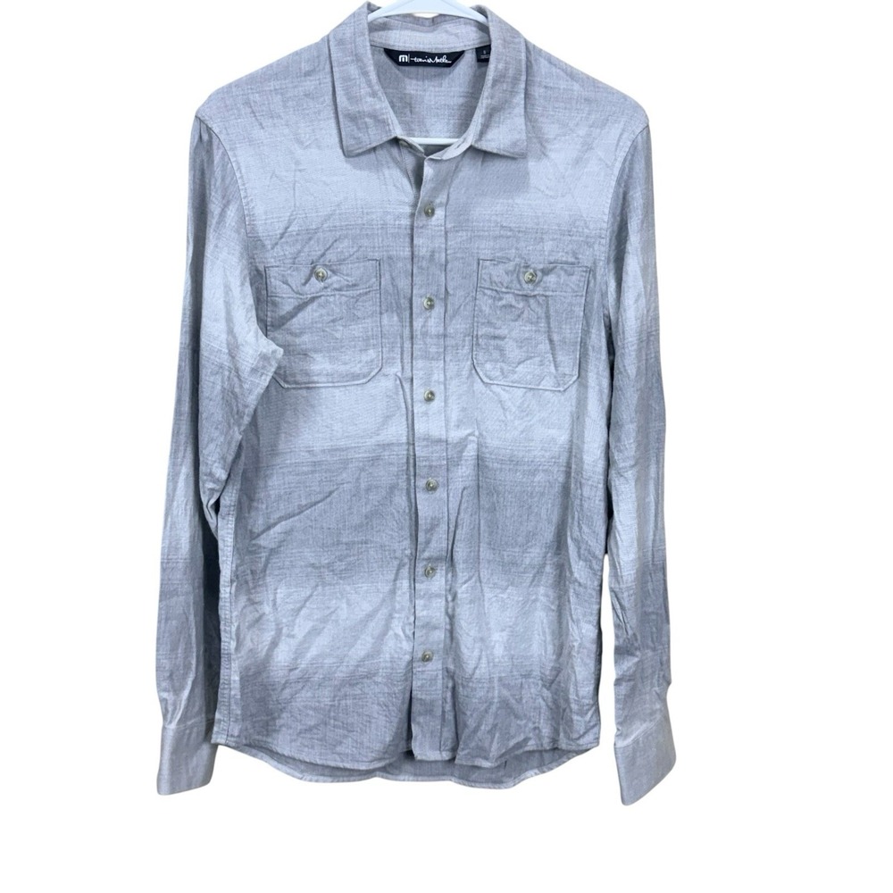 Travis Mathew Long Sleeve Button up Shirt Size S Gray Business Casual Preppy